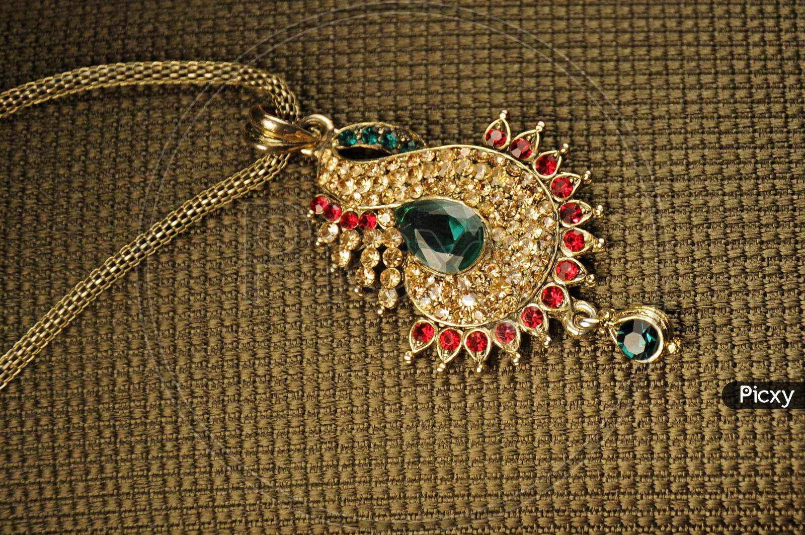 Diamond Pendant With Chain, Indian Traditional Jewelry