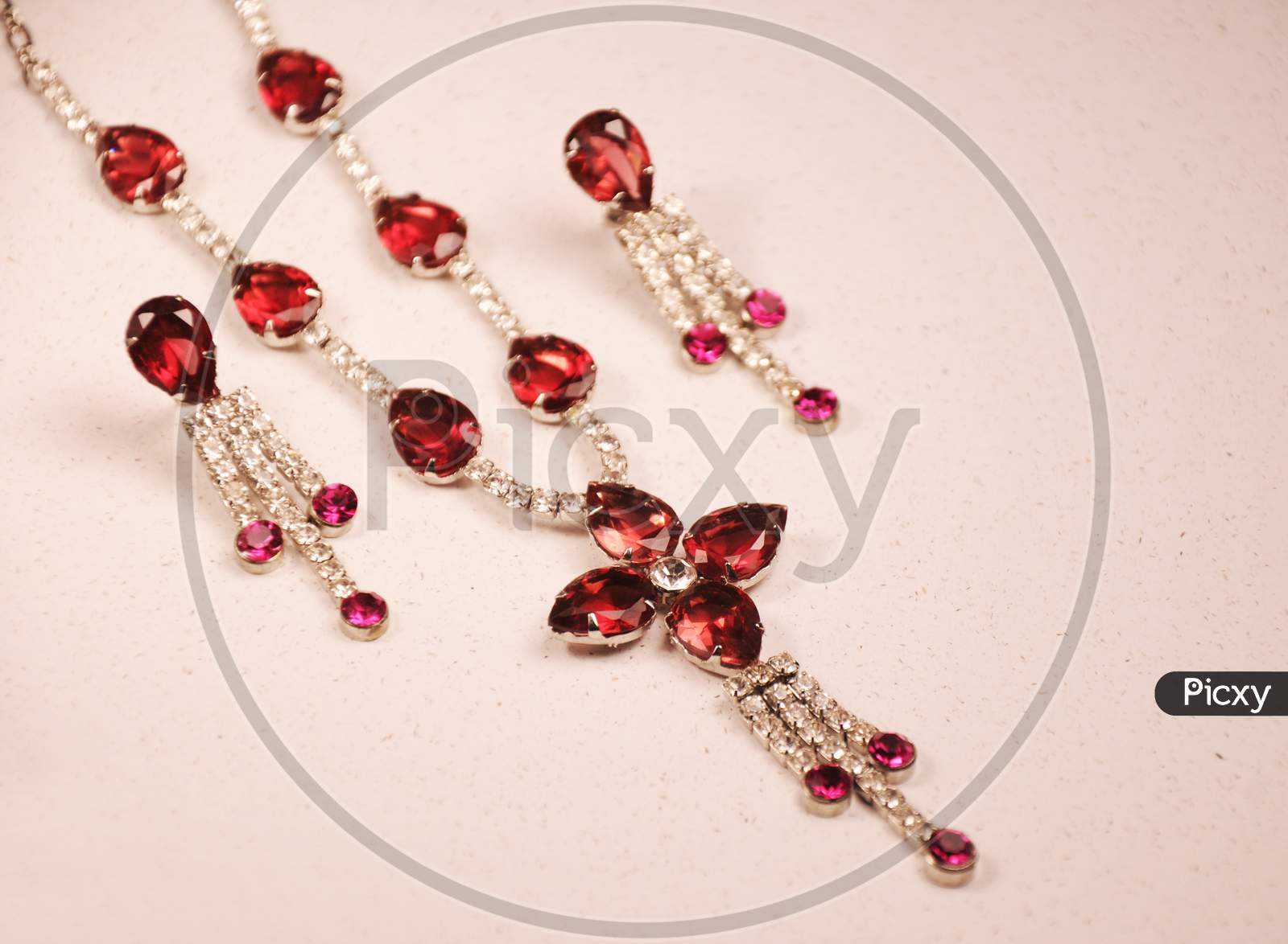 Diamond Necklace With Red Stones