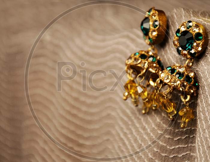 Golden, Indian Traditional  Earrings