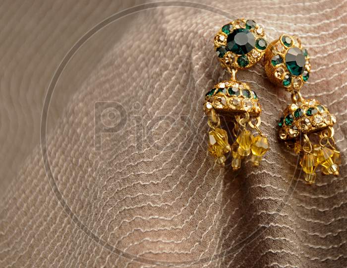 Golden, Indian Traditional  Earrings
