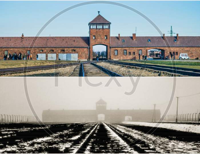 Auschwitz Concentration Camp, Poland - 15Th September, 2018: Historical Railway To Concentration Camp