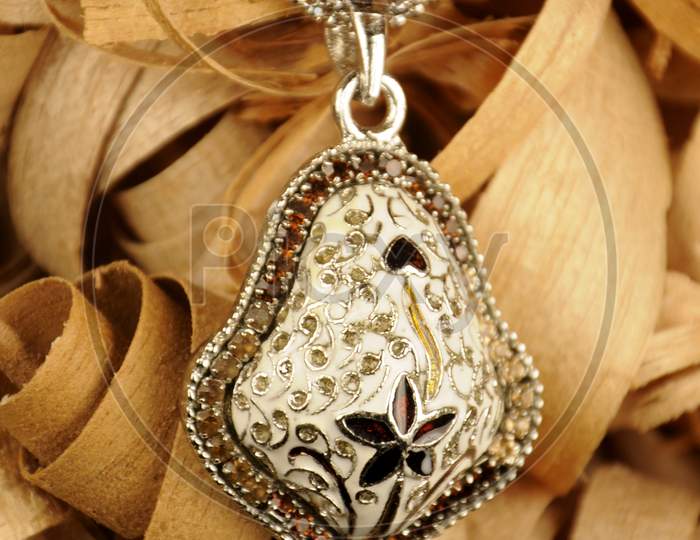 Silver Pendant With Silver Chain, Indian Traditional Jewelry