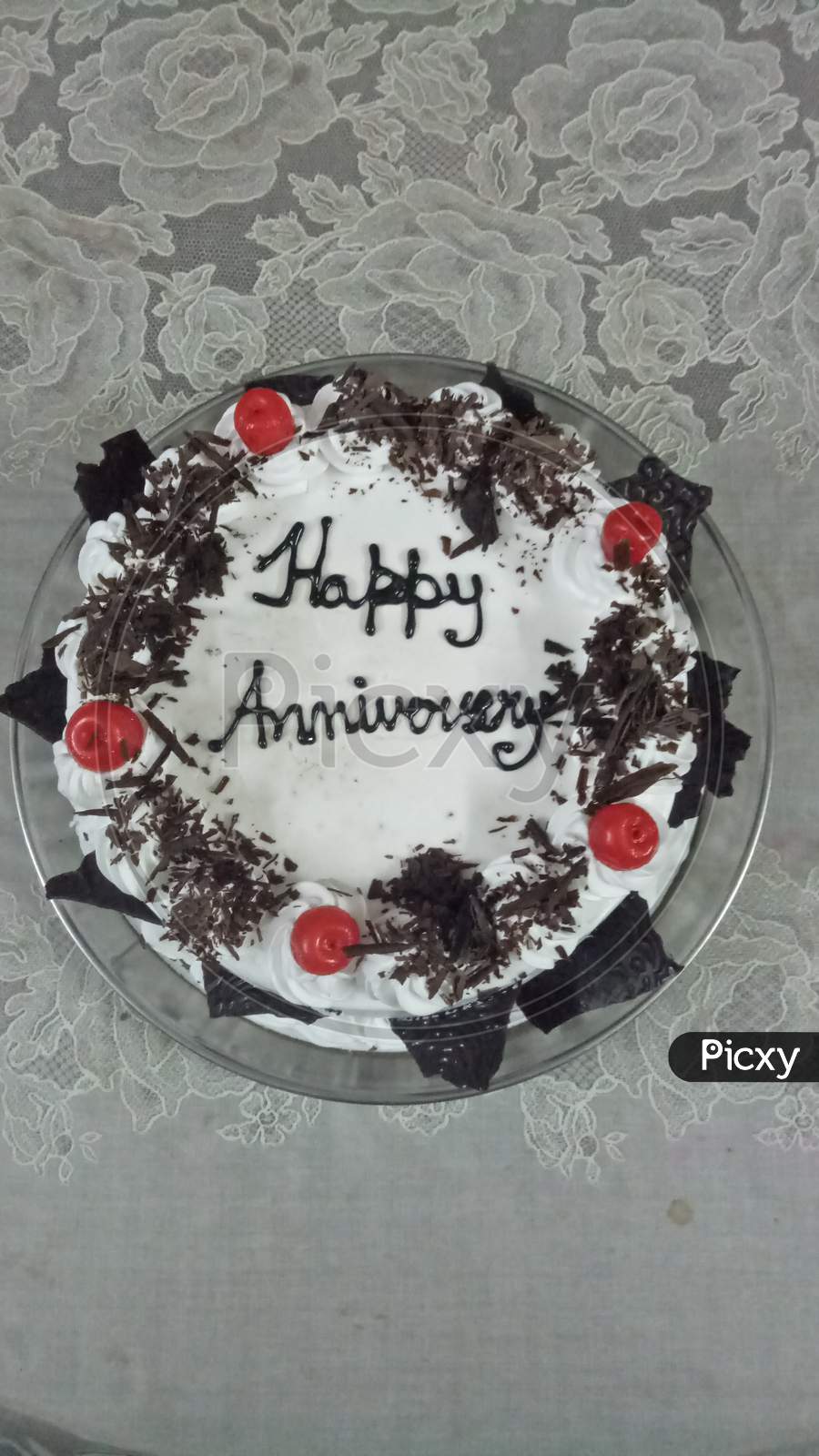 Image of Happy Anniversary cake with cherry toppings-MO837916-Picxy