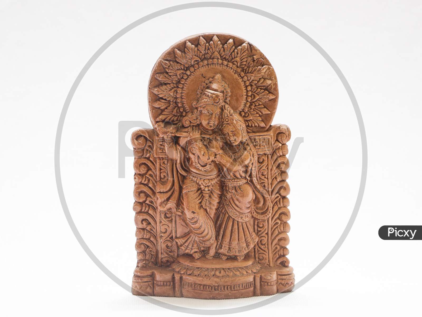 krishna and radha  wooden sculpture