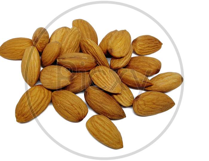 Almonds isolated in white background