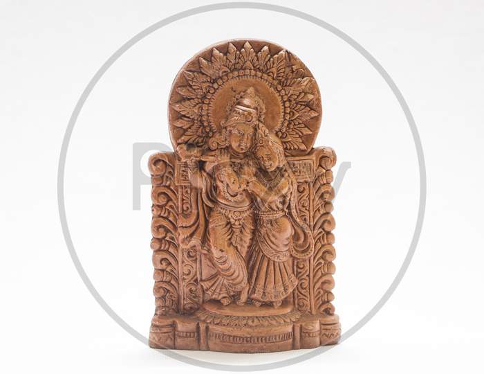 krishna and radha  wooden sculpture