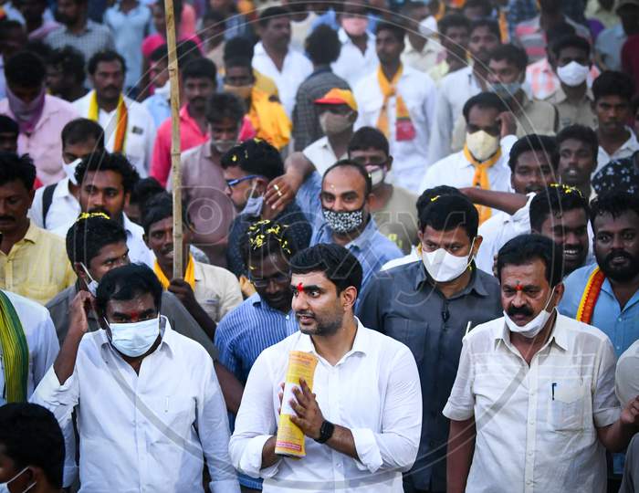 Sri Nara Lokesh Delivering The Speech And Intract With Public At Tirupathi By Electiions  At