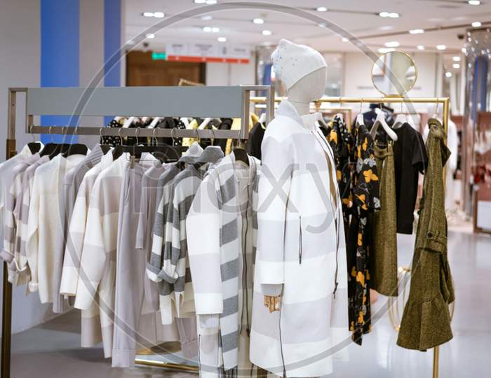 Women's clothing hanging in the store