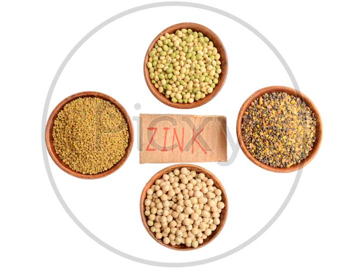 Closeup Brown Color Peas,Soybean, Greek ,Forest Pulse ,Write Z Ink Heath Care Medical Concept Isolated On White Background.