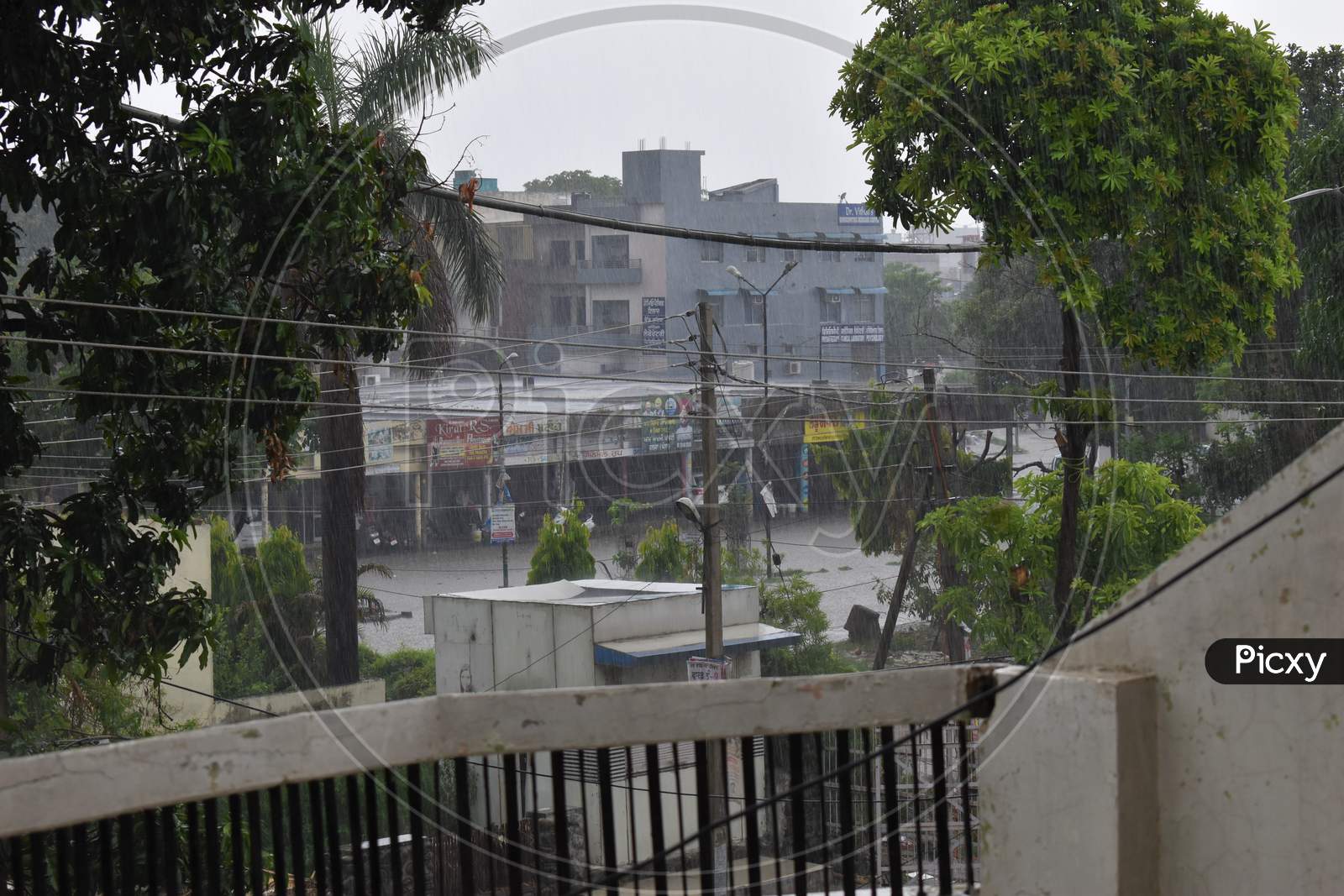 View Of City In Rainy Day Of Monsoon In Khanna, Punjab India 06 04 2021