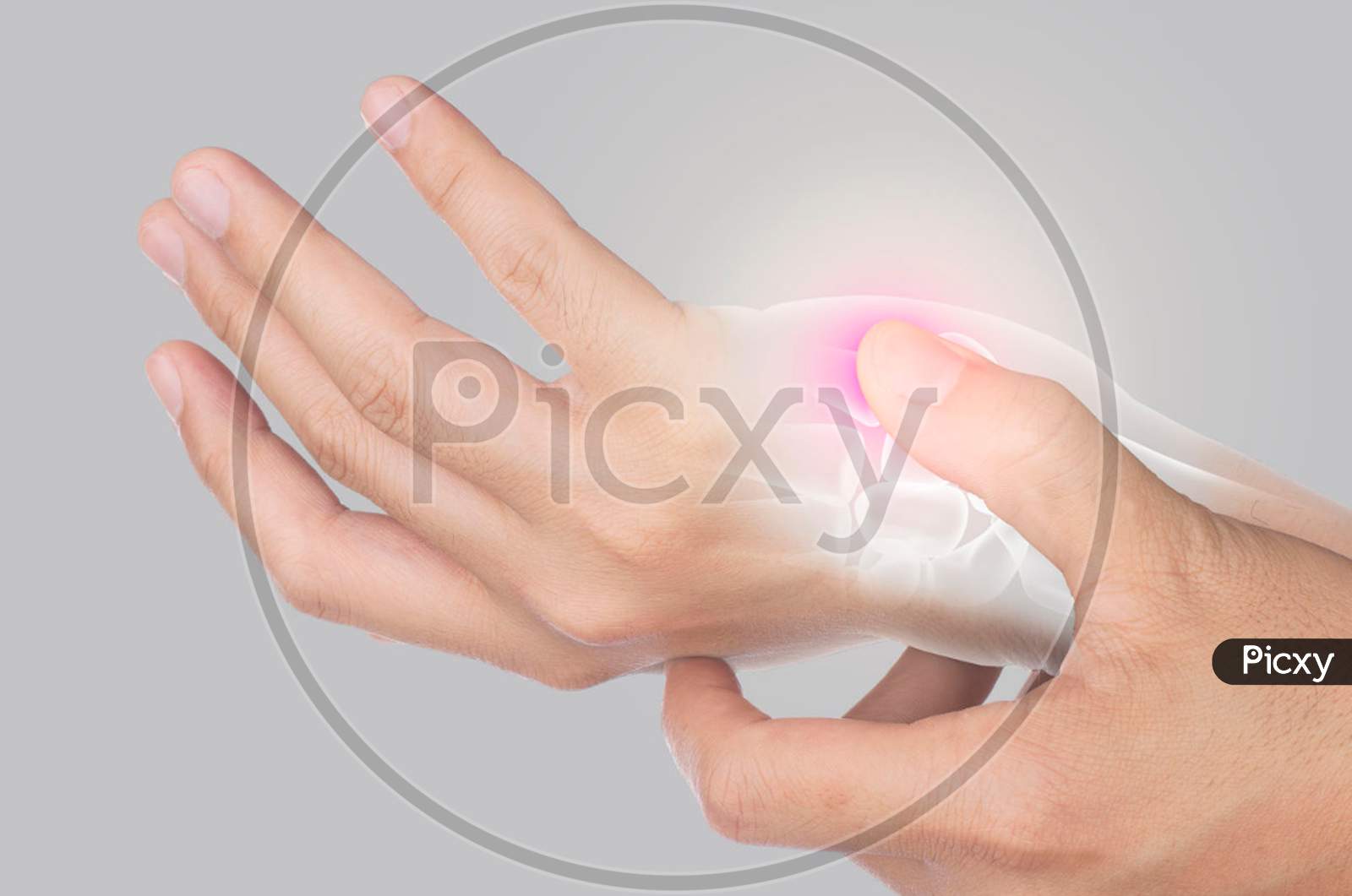 muscle hand pain from office syndrome in gray background