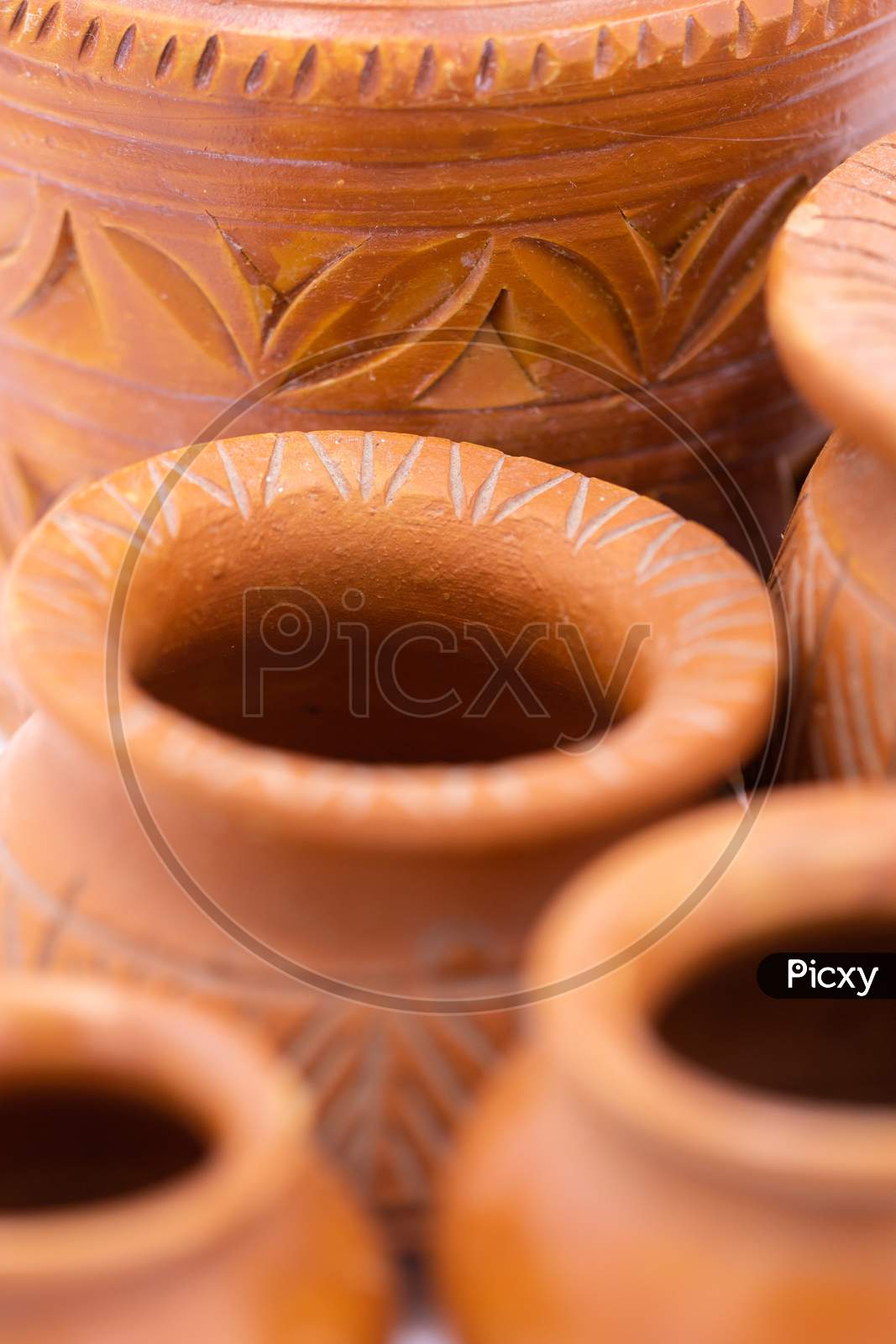 Abstract image of hand made earthen pots