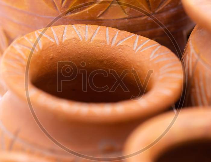Abstract image of hand made earthen pots