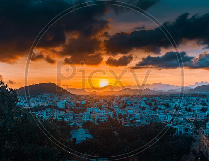 vizag city sunset view