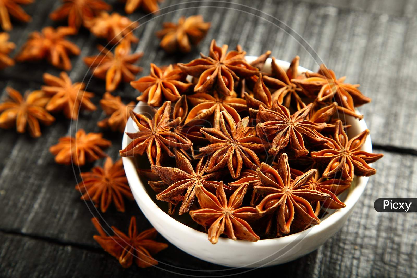 Fresh dried star anise.