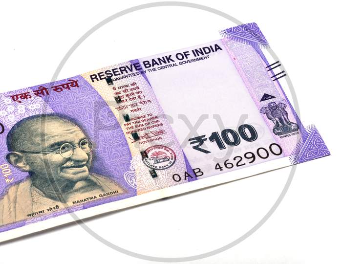 New Indian Currency Of 100 Rupee Note On White Isolated Background, Indian Currency, Rupee, Indian Rupee,Indian Money