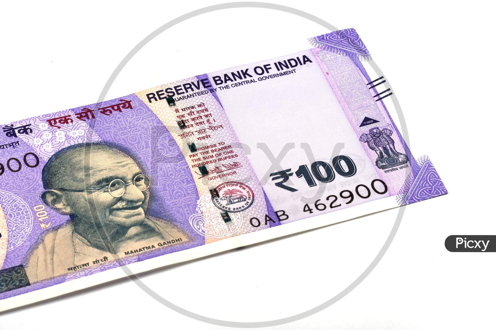 New Indian Currency Of 100 Rupee Note On White Isolated Background, Indian Currency, Rupee, Indian Rupee,Indian Money