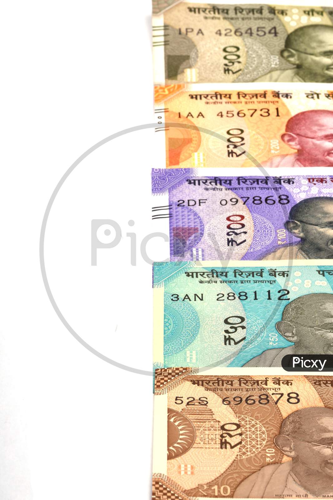 New Indian Money Over White Isolated Background, Indian Currency, Rupee, Indian Rupee,Indian Money, Business, Finance, Investment, Saving And Corruption Concept - Image