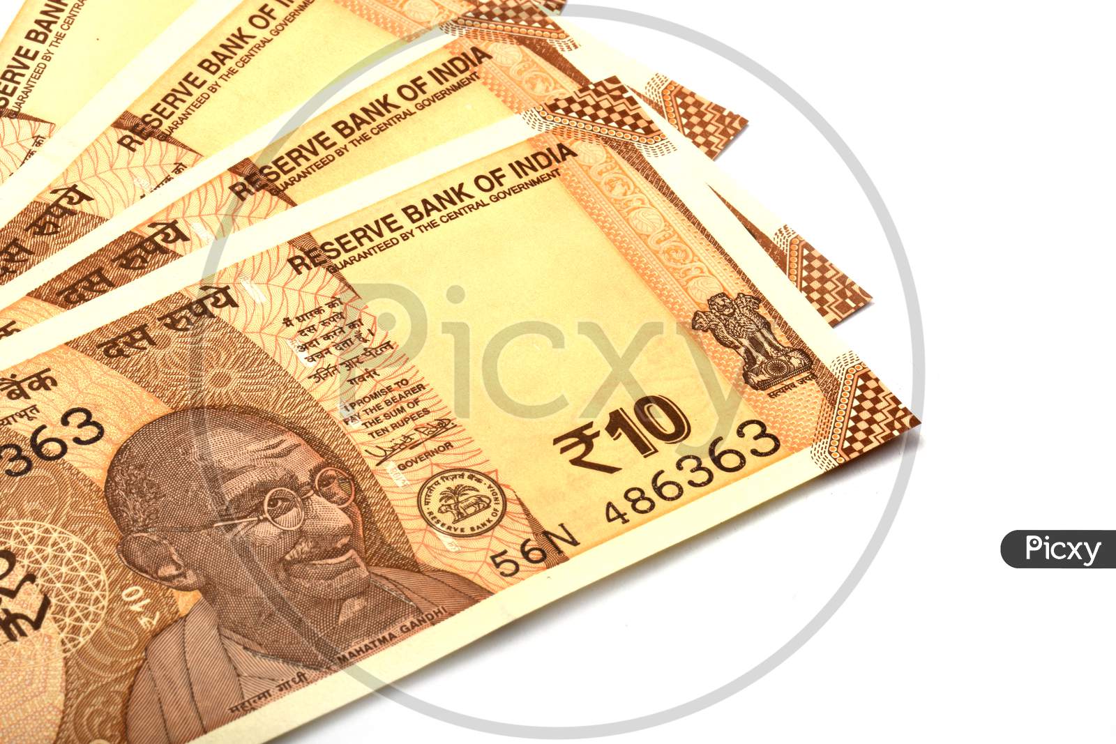 New Indian Currency Of 10 Rupee Note On White Isolated Background, Indian Currency, Rupee, Indian Rupee,Indian Money