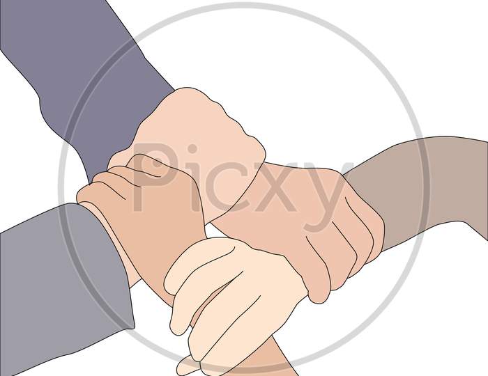 Cooperative Organization Teamwork Illustration - Team Hand Illustrated On Transparent Background