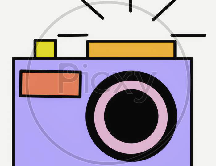 Illustration drawing of the camera with shutter effect