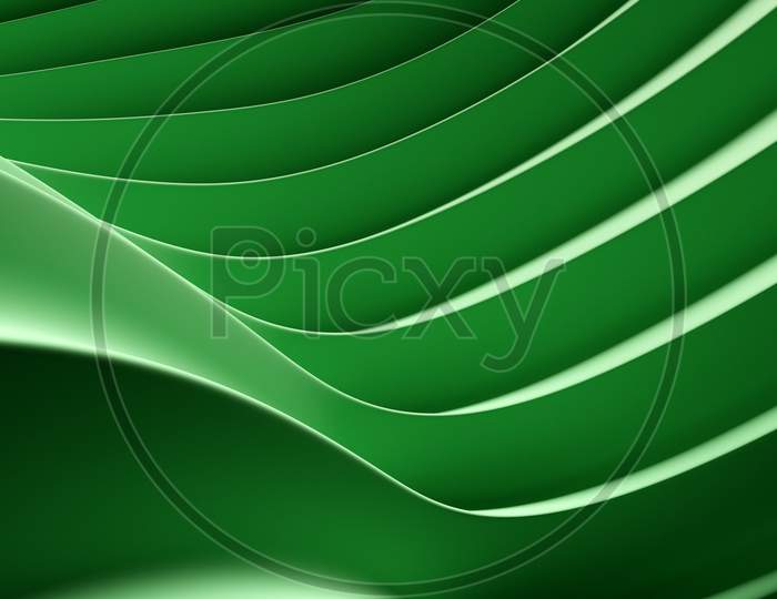 3D Illustration  Rows Of Neon  Textile Line  . Patter On A Green  Background, Pattern. Geometric Background, Weave Pattern.