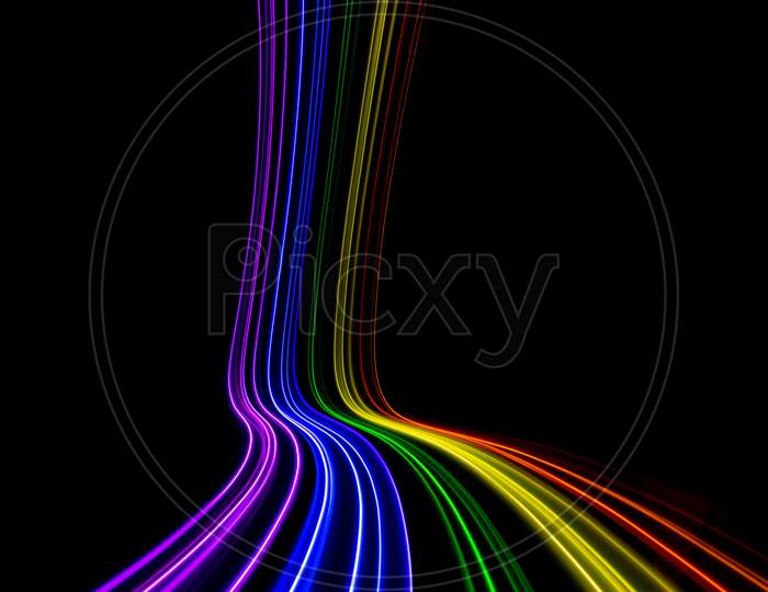 Abstract Lights Pattern With Rainbow Colors. Sore Curved Lines. Symbol Of Equal Rights.
