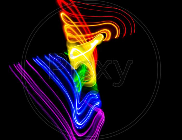 Abstract Lights Pattern With Rainbow Colors. Sore Curved Lines. Equal Rights Symbol With The Colors Of The Lgbt Community