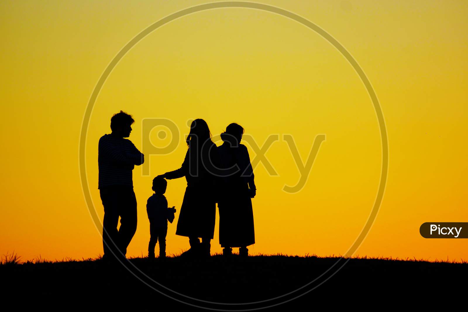 Silhouette Image Of Two-Family Family