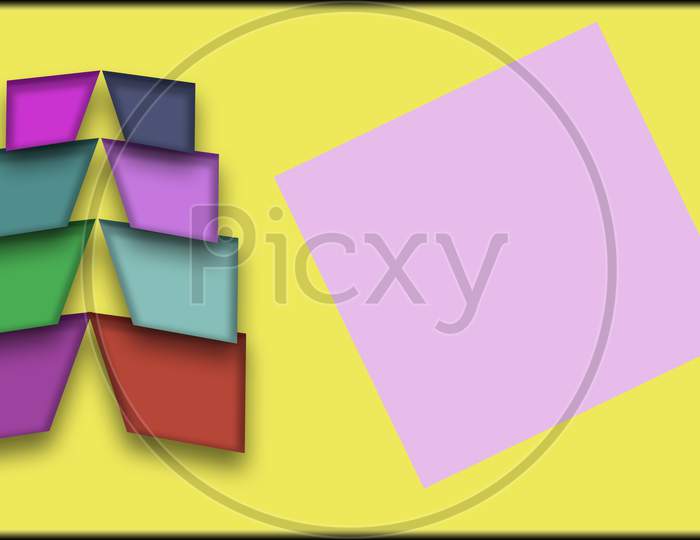 Colorful Educational Geometric Blank Sticker Note ,Mockup Design Backdrop Copy Space