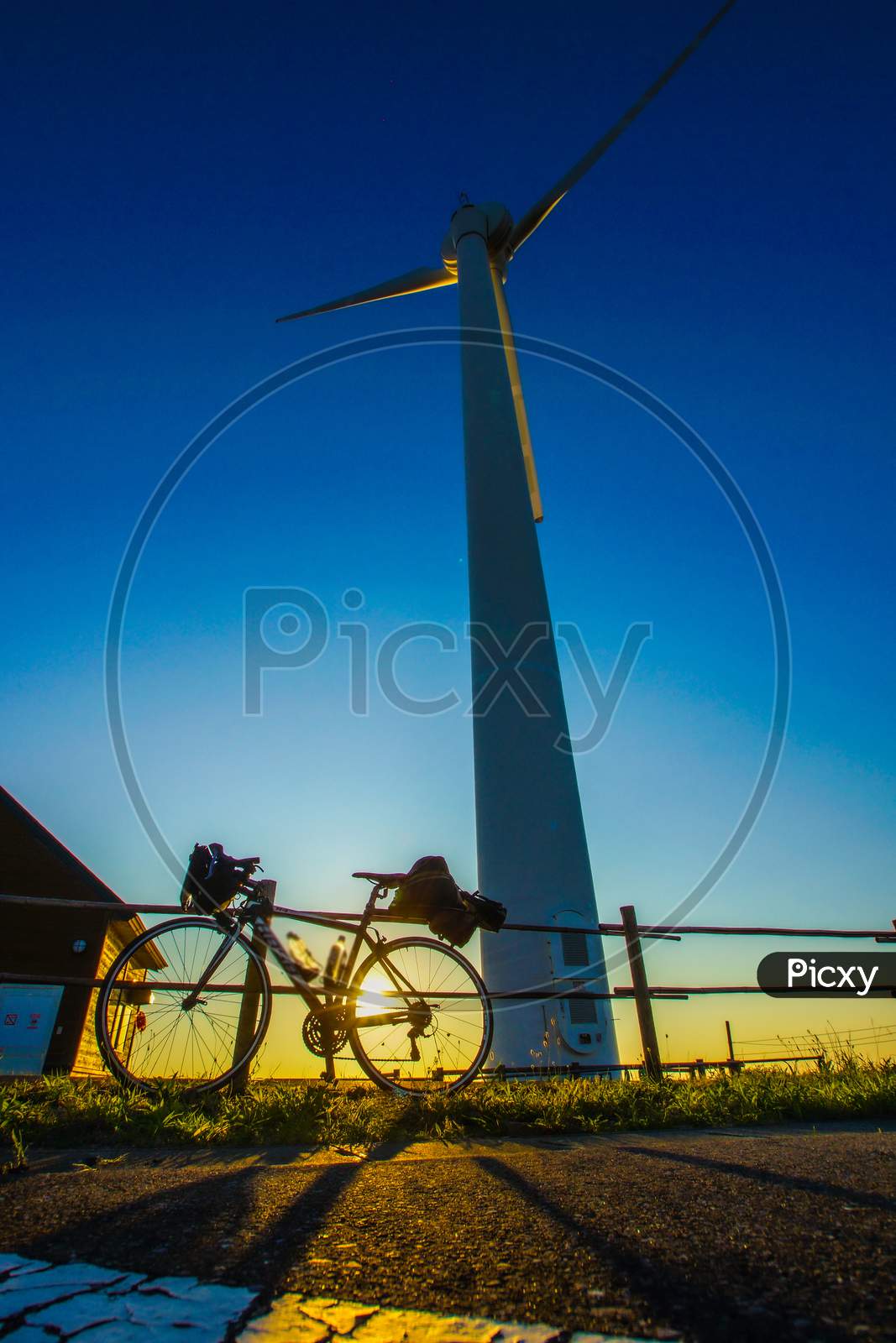 Bicycles And Wind Power Generation And Evening