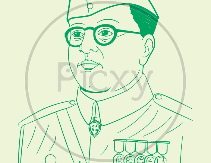 Subhash Chandra Bose Drawing by Manoj Shukla - Pixels-saigonsouth.com.vn