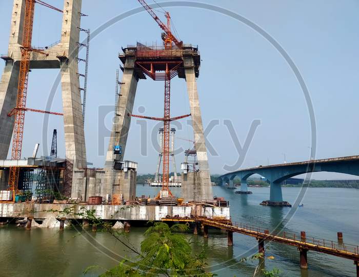 Image of New Zuari Bridge - Manohar Setu construction in Goa-SN834101-Picxy