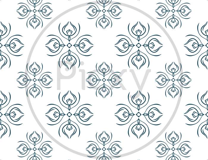 Monochrome Textile Repeat Pattern, Seamless Vector Repeat Pattern For Textile, Product Packaging, Gift Cover, Fabric, And Other Seamless Print Work, Pattern Swatches Added To The Swatch Panel.