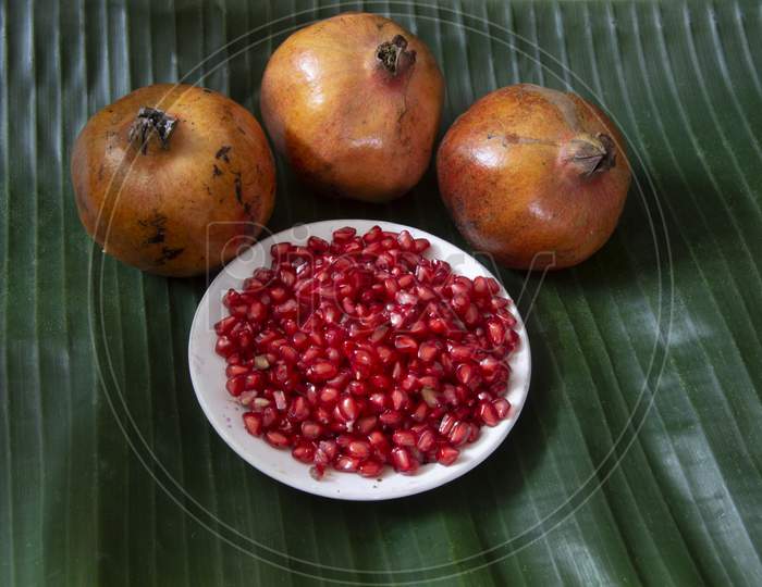 The Pomegranate Is A Fruit-Bearing Deciduous Shrub In The Family Lythraceae, Subfamily Punicoideae