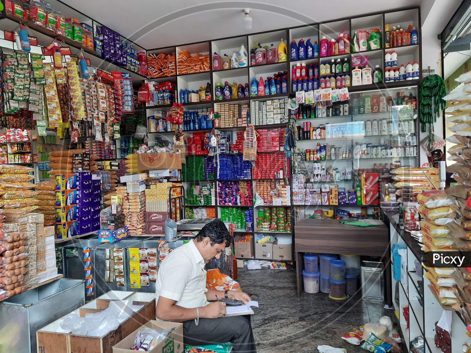 Closeup Of Indian Ration Or Provision Store In The City For Grocery Purchase