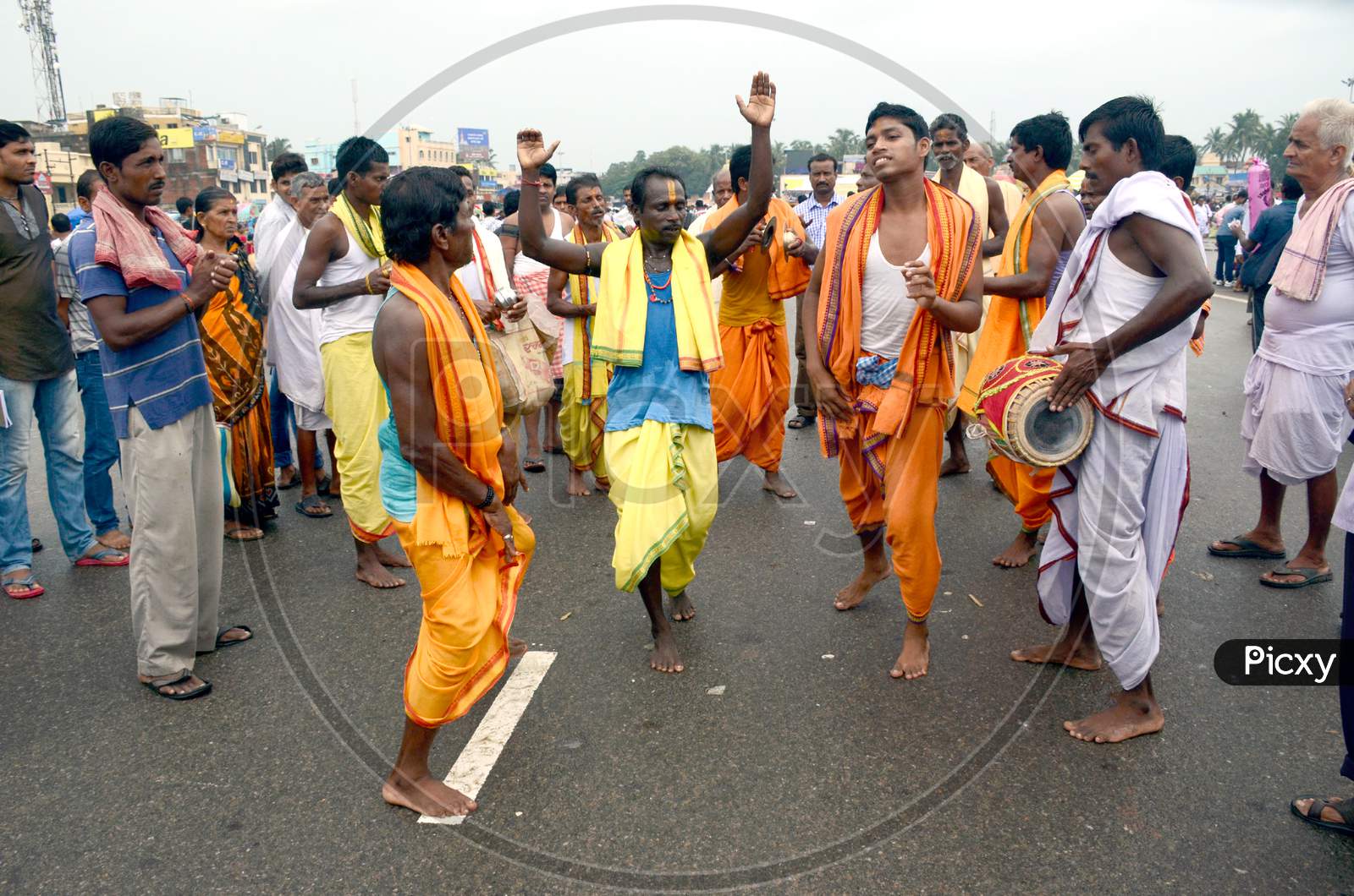 festive dance at puri odisha india during ratha yatra
