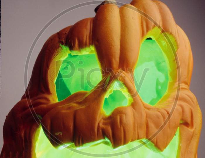 Halloween Pumpkin Decoration With Green Light Inside