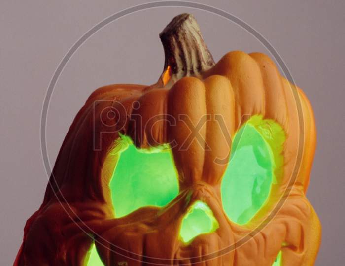 Halloween Pumpkin Decoration With Green Light Inside