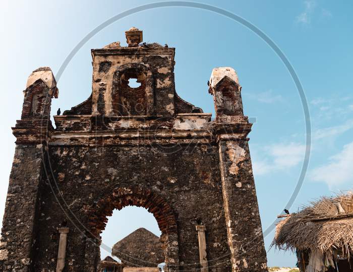 Ruins Of Brown Concrete Building, Church of Dhanushkodi