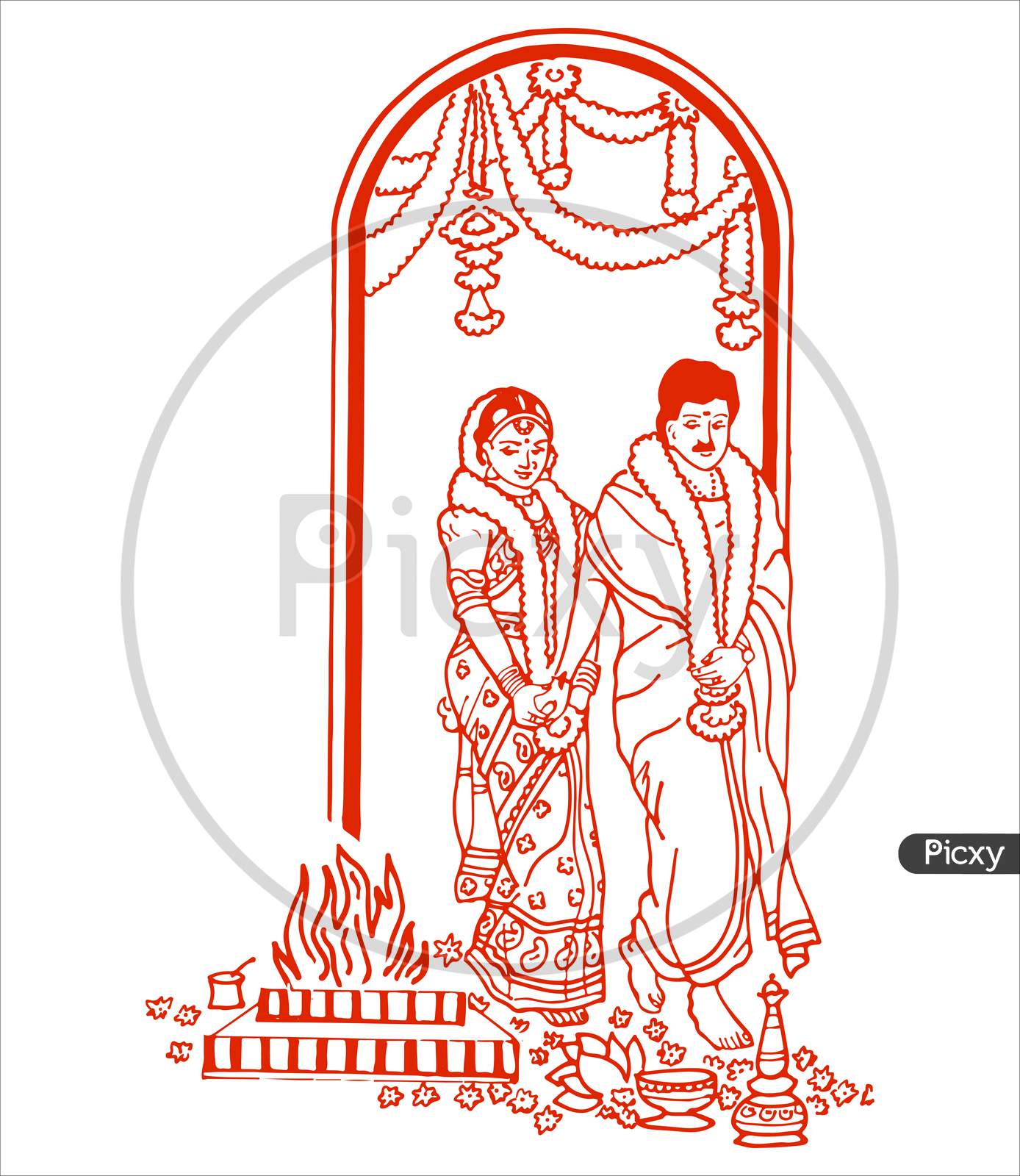 indian wedding drawing
