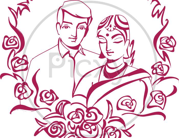 A plain sketch of wedding ceremony Royalty Free Vector Image