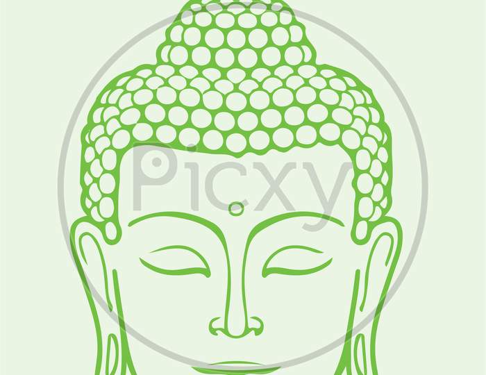 Sketch of peace god Lord Buddha outline and silhouette editable illustration