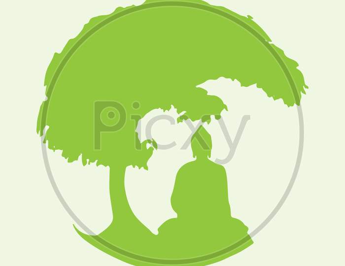 Image of Sketch of peace god Lord Buddha outline and silhouette ...