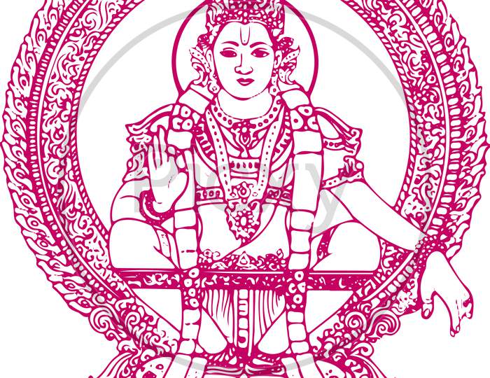 Image of Sketch Of Lord Shiva Son Ayyappan Or Ayyppa Swamy Outline Editable  Illustration-LZ312124-Picxy