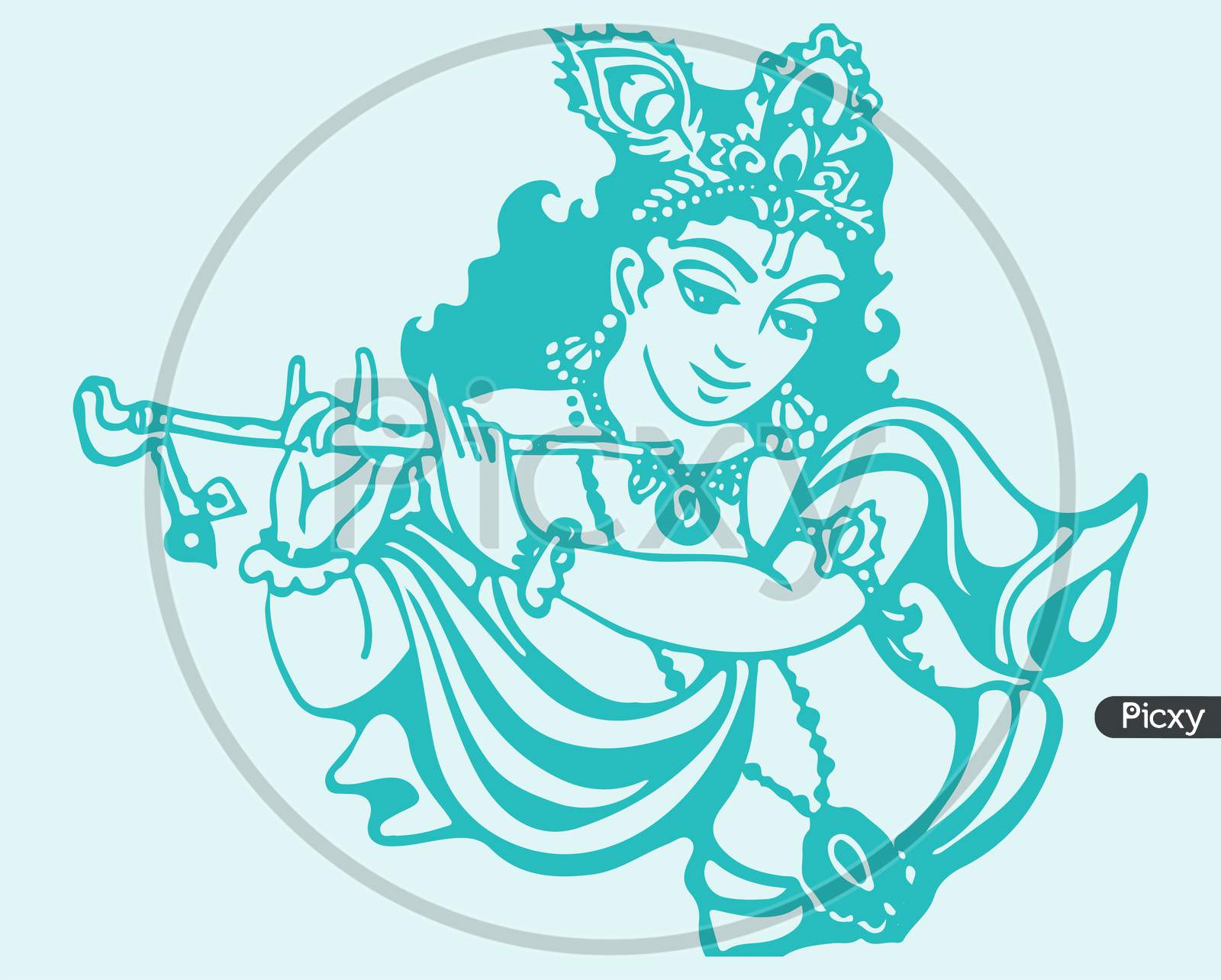 black and white god lord Krishna for Janmashtami festival Stock Vector |  Adobe Stock