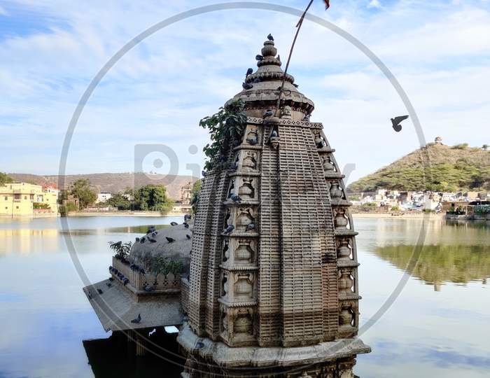 Varun temple underwater at nawal sagar lake
