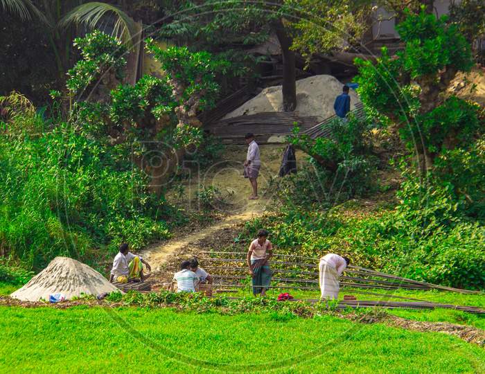 Farmer Working In The Field. This Image Has Been Captured On January-13-2018, From Dhamrai, Bangladesh, South Asia