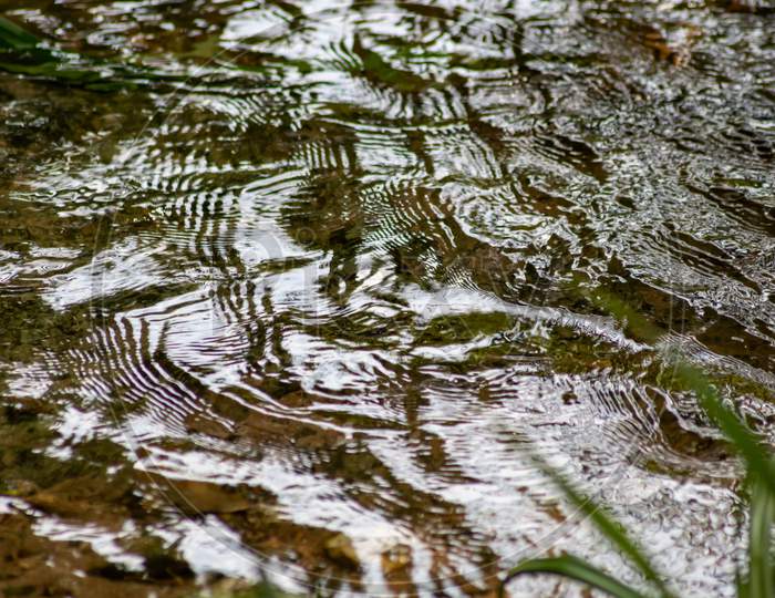 Silky ripples in water of a crystal clear water creek as idyllic natural background with close-up view shows zen meditation and little waves in a healthy mountain spring with a clear floating stream