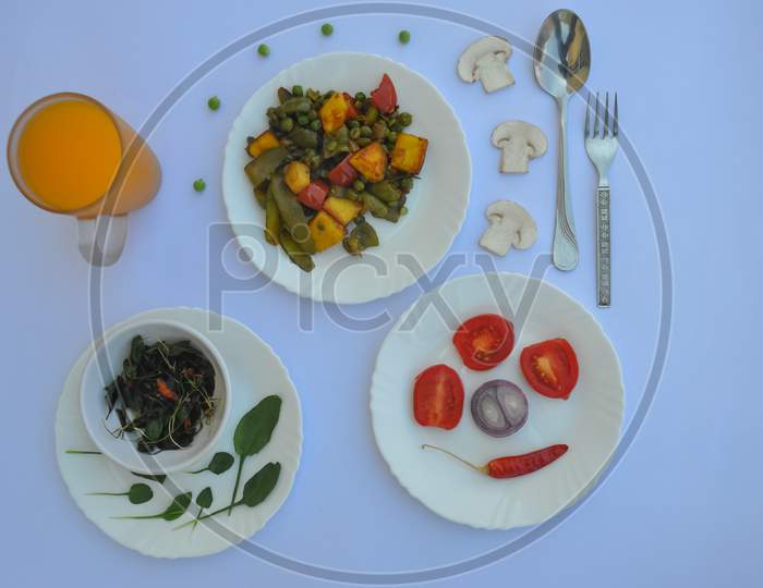 Top view of tasty north Indian breakfast recipe